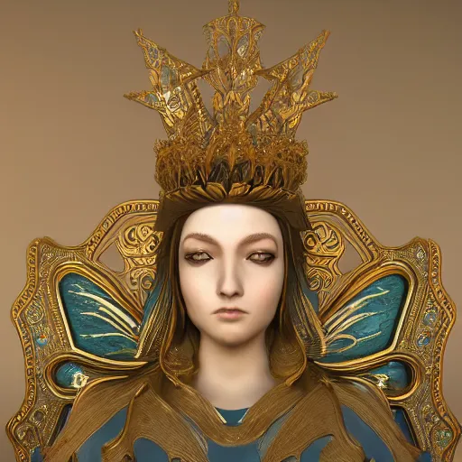 Prompt: queen of heaven, 4 k, ornate and intricate, stunning, fairy tale, octane render