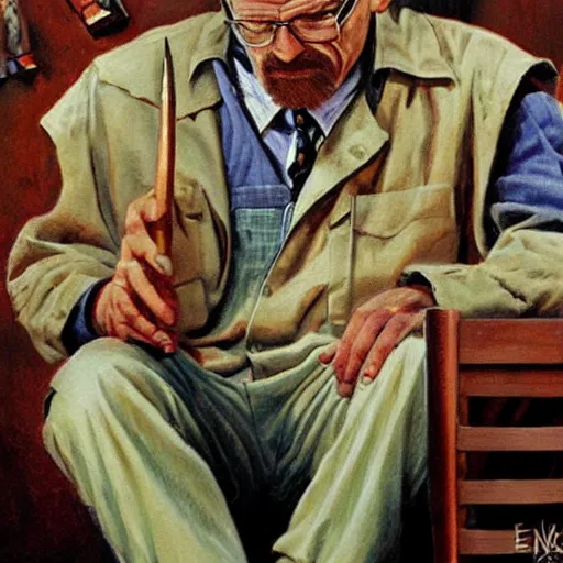 Image similar to Walter White as a painter, artwork by Earl Norem,