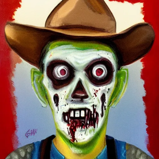 Image similar to a portrait of a zombie cowboy by Gerald From