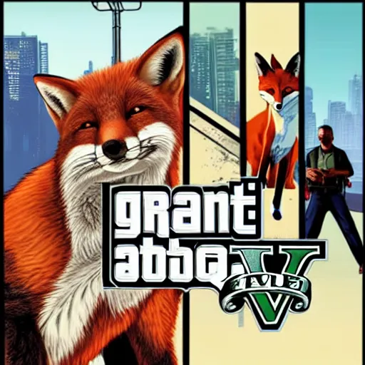 Image similar to fox as a GTA V cover art