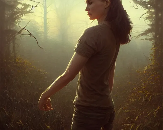 Prompt: highly detailed portrait of natalie portman, in the walking dead, stephen bliss, unreal engine, fantasy art by greg rutkowski, loish, rhads, ferdinand knab, makoto shinkai and lois van baarle, ilya kuvshinov, rossdraws, tom bagshaw, global illumination, radiant light, detailed and intricate environment