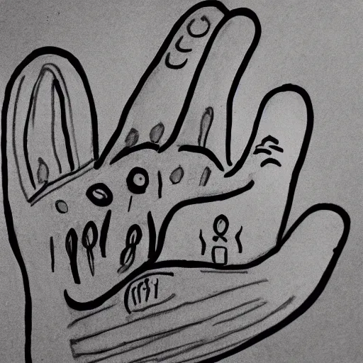 Prompt: cave people hand drawing