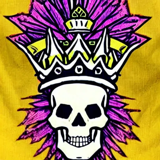 Image similar to aztec skull with a crown of hops, daydreampunk!!!!!