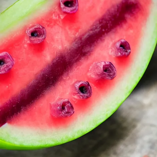 Image similar to close up high resolution photo of purple watermelon, very tasty, food photography, instagram, trending