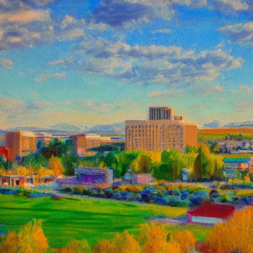 Image similar to an impressionist painting of Boise Idaho