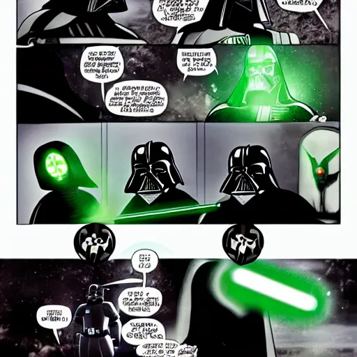 Prompt: darth vader vs green lantern in the emperors throne room, cinematic