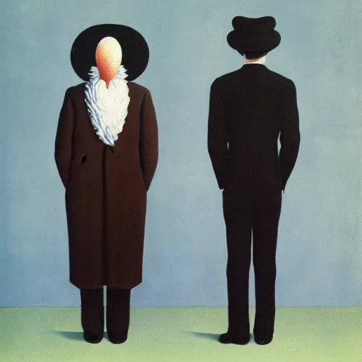 Prompt: unpleasant, painted by rene magritte