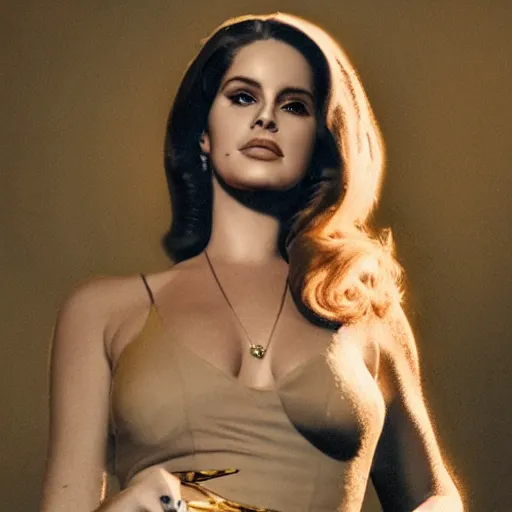 Image similar to golden statue of lana del rey