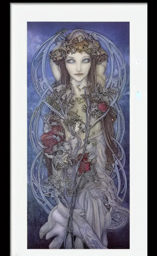 Image similar to art nouveau framed print by brian froud, goddess of winter