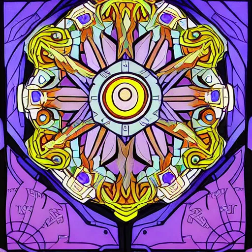 Image similar to beautiful painting of companion cube, art nouveau. gaudy colors. intricate linework. sharp edges.