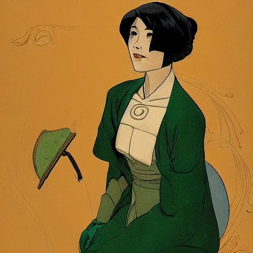 Prompt: art nouveau portrait of toph beifong