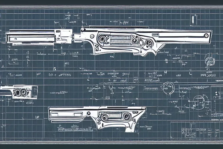 Image similar to alien gun blueprint schematics