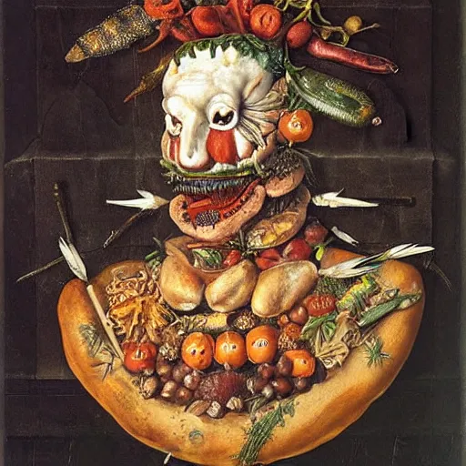 Image similar to dinner is served by giuseppe arcimboldo