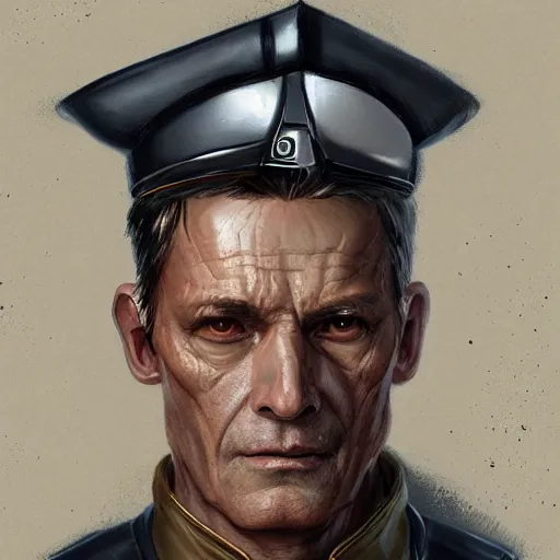 Image similar to portrait of a man by greg rutkowski, old admiral jagged fel, star wars expanded universe, he is about 5 0 years old, wearing uniform of the galactic alliance navy, highly detailed portrait, digital painting, artstation, concept art, smooth, sharp foccus ilustration, artstation hq