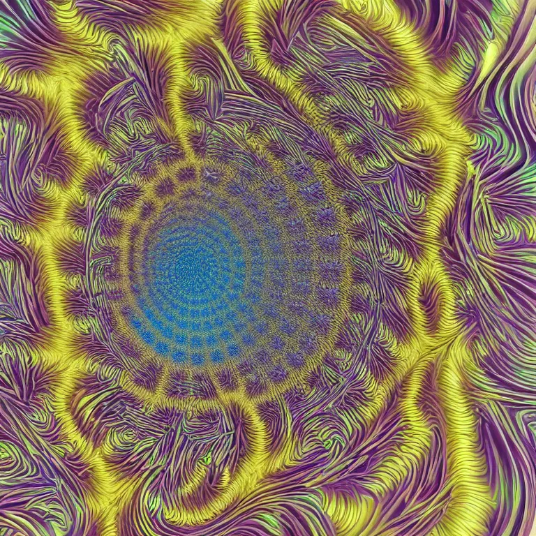 Image similar to highly detailed generative art of a sonic fibonacci mandelbulb fractal in muted colors, perfect symmetry