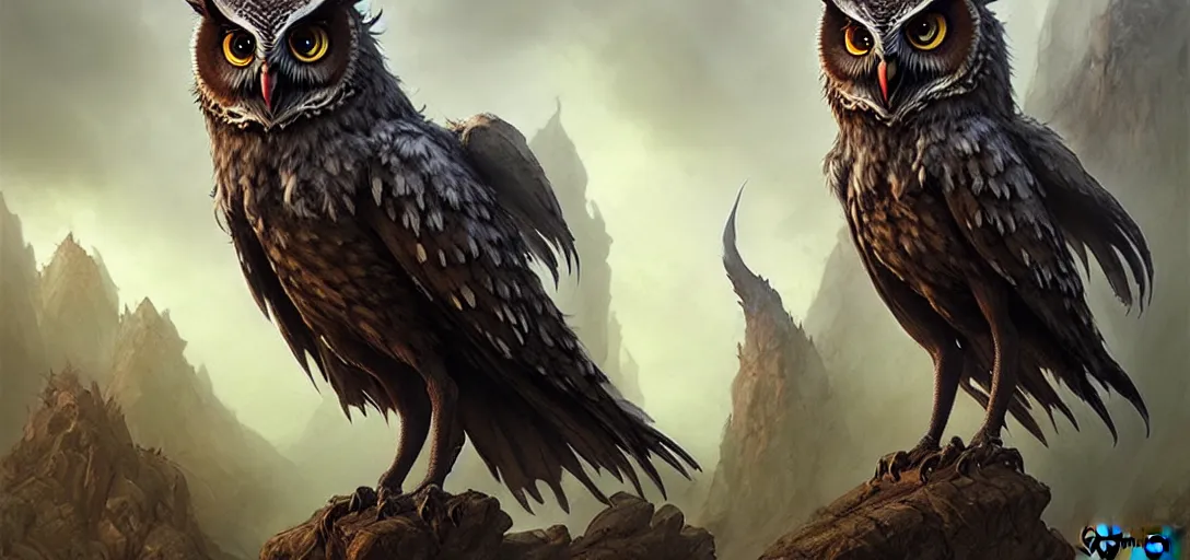 Image similar to d & d concept art matte painting owlfolk race in the style of stefan kostic, realistic, sharp focus, 8 k high definition, insanely detailed, intricate, mysterious, art by stanley lau and artgerm and luis royo