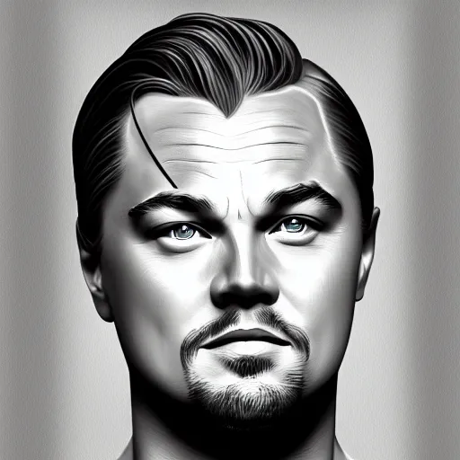 Prompt: portrait of Leonardo DiCaprio , highly detailed, centered, solid color background, digital painting