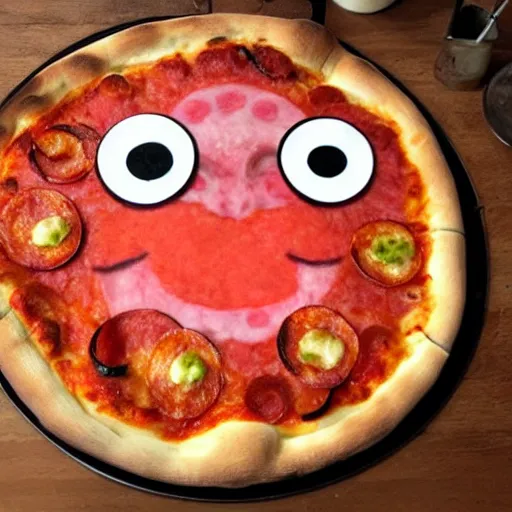 Image similar to pizza with eyes