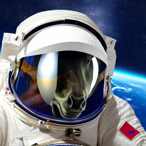 Image similar to cosmonaut horse in a space suit floating in outer space, highly detailed, nasa picture, 4 k