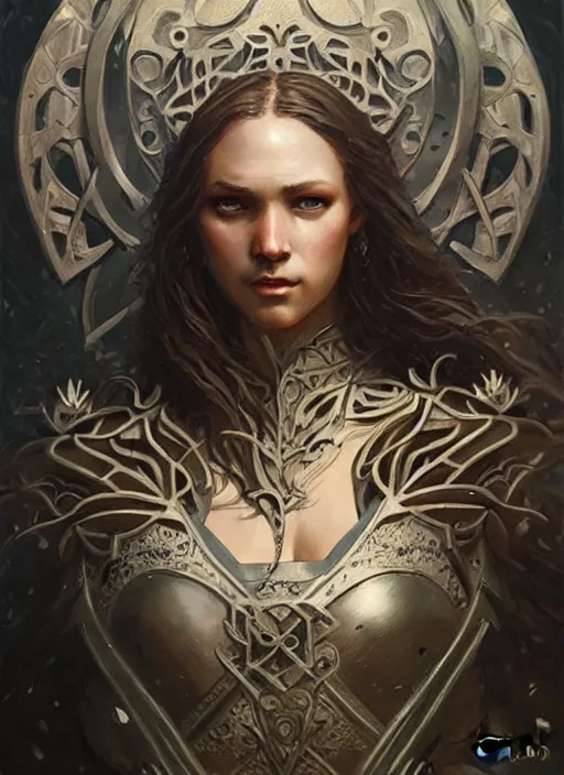 Image similar to Muscular and powerful medieval knight portrait, art nouveau, fantasy, intricate flower designs, elegant, highly detailed, sharp focus, art by Greg Rutkowski