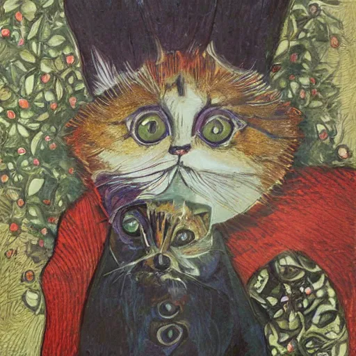 Image similar to a cat portrait by louis wain