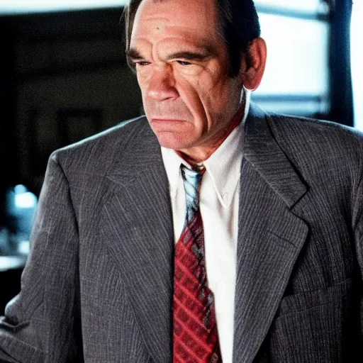 Image similar to tommy lee jones as an investigator, movie, photography, cinematic,