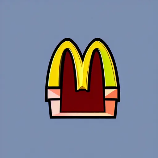 Image similar to a spaceship shaped like the mcdonald's logo, digital art