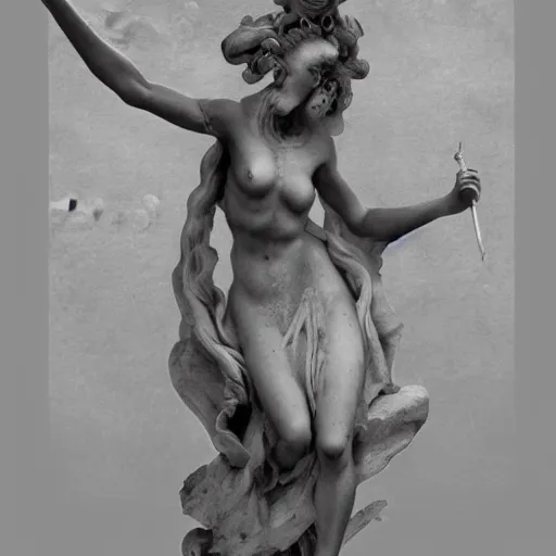 Image similar to sculpture of persephone, goddess of the underworld, made by michelangelo, art station, concept art