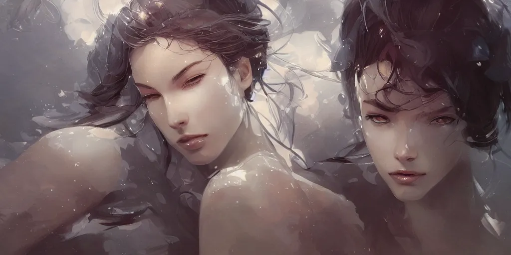 Image similar to highly detailed beautiful photography of portrait, splash, sharp focus, dynamic lighting, elegant, harmony, beauty, masterpiece, by riccardo federici, by james jean, by craig mullins, by lois van baarle, by makoto shinkai, by greg tocchini, by greg rutkowski, illustration, ink draw, pen,