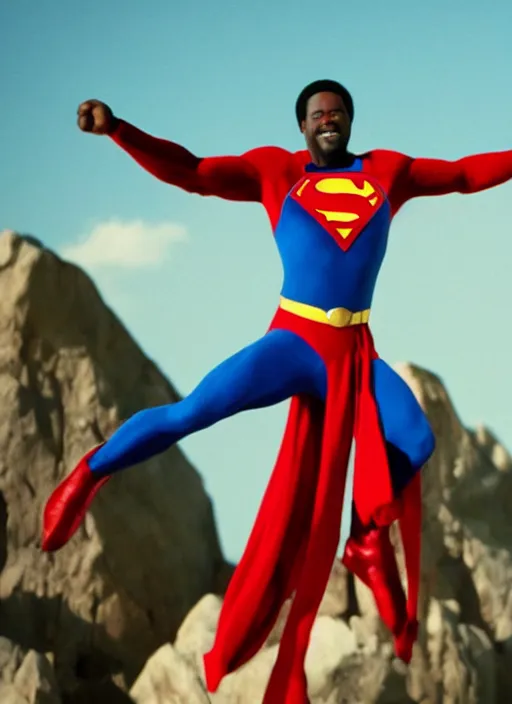 Image similar to film still of Afroman as Superman in Superman, 4k