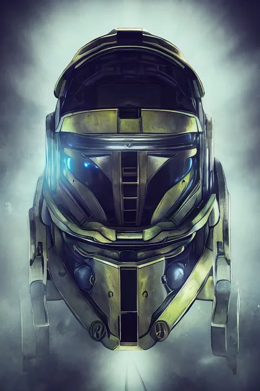 Image similar to robot ninja mask helmet halo master chief radiating a glowing aura global illumination ray tracing hdr fanart arstation by ian pesty and katarzyna da „ bek - chmiel