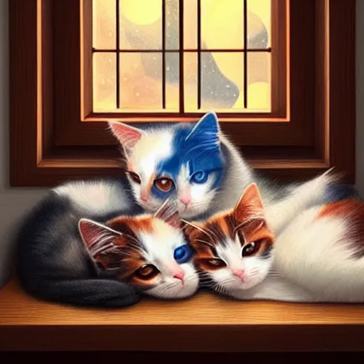 Aesthetic blue cat, cats, cute, corazones, sleeping, soft, HD