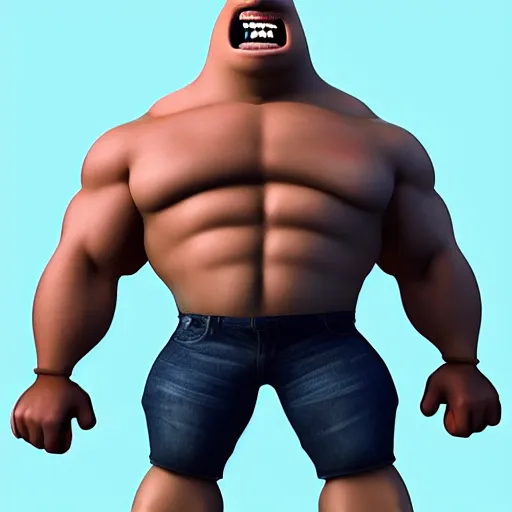 Image similar to minion as a bodybuilder, pixar, dreamworks, artstation