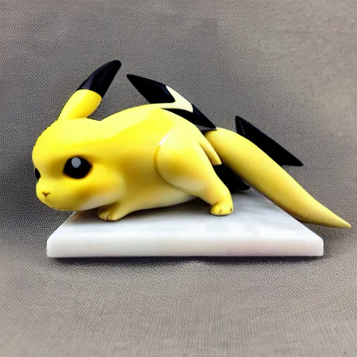 Prompt: polished marble pikachu figurine