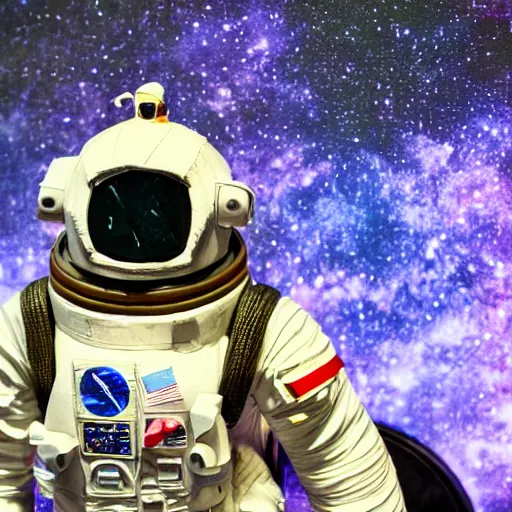 Image similar to a space admiral tethered to an asteroid, with spaceship, space backdrop, everything made of papier - mache canon 5 d 5 0 mm lens, diorama, newspaper,