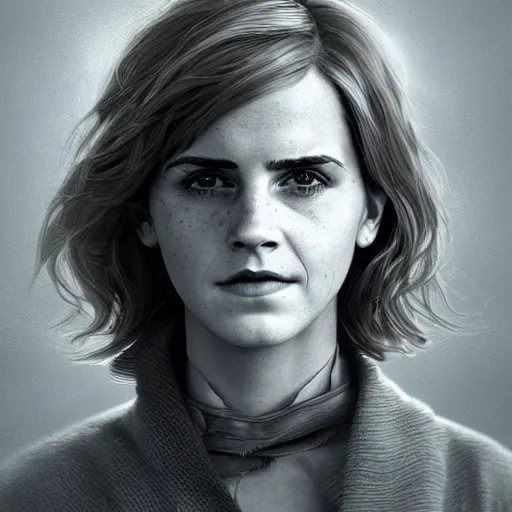 Image similar to Elderly Emma Watson, portrait by Cedric Peyravernay, highly detailed, excellent composition, cinematic concept art, dramatic lighting, trending on ArtStation