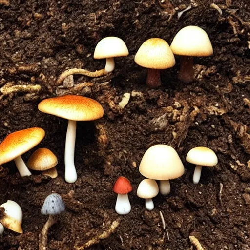 Image similar to new species of mushrooms in soil, iphone 1 3 shot, realistic casual photography