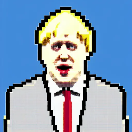 Prompt: Boris Johnson pixel art