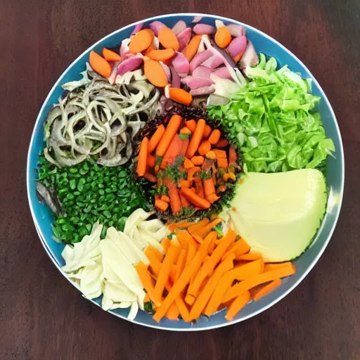 Image similar to a coleau salad with rainbow carrots