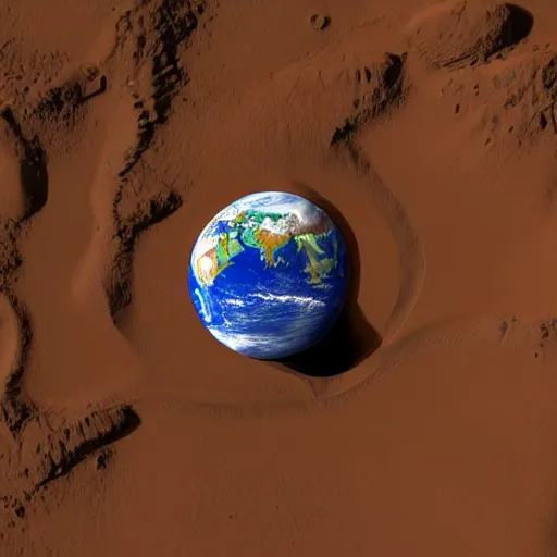 Image similar to a flag representing the earth on mars