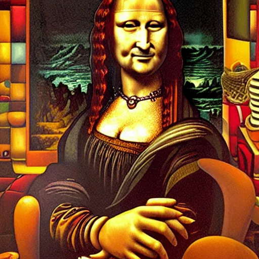 Image similar to monalisa in the style of JACEK YERKA