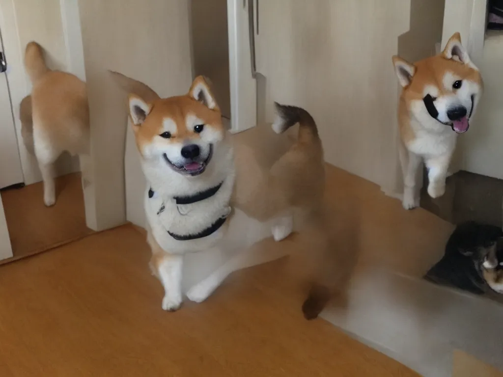 Image similar to shiba inu in the backrooms