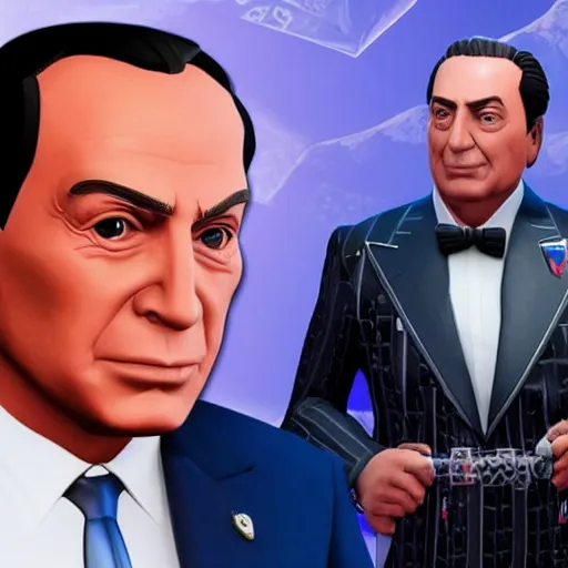 Image similar to Silvio Berlusconi in Fortnite very detailed 4k quality super realistic