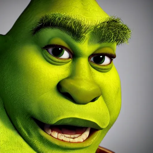 Image similar to photorealistic shrek at a job interview. octane render. high resolution.