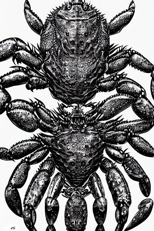 Image similar to crab humanoid figure warrior, symmetrical, highly detailed, digital art, needles, sharp focus, trending on art station, kentaro miura manga art style