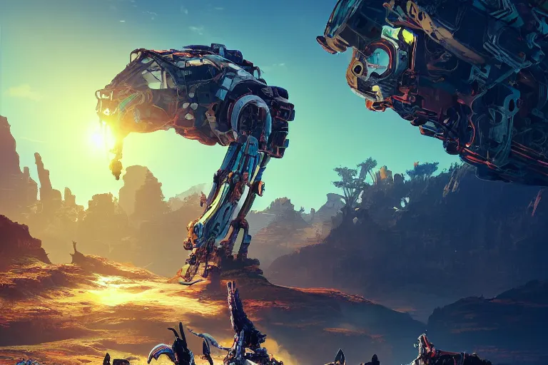 Image similar to rollerback machine mecanical creature robot of horizon forbidden west horizon zero dawn radiating a glowing aura global illumination ray tracing hdr fanart arstation by ian pesty and alena aenami artworks in 4 k