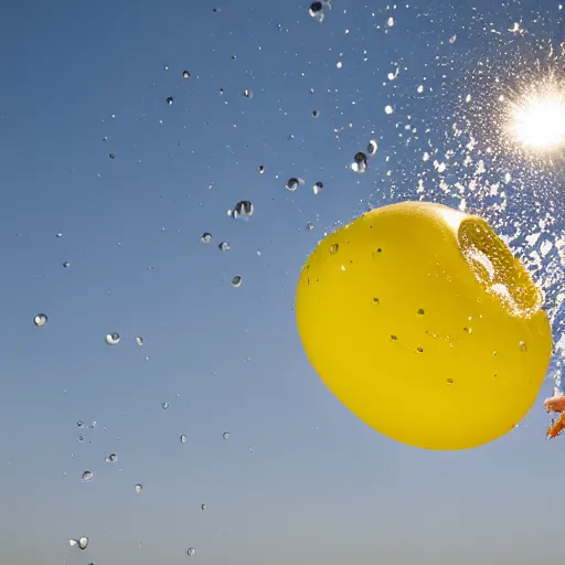 Prompt: water ballon exploding, fast shutter speed, high speed, action photo, 1 / 1 0 0 0 sec shutter