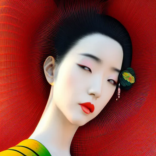 Image similar to japanese kimono inspired avant-garde art, deco fashion, highly detailed, photorealistic portrait, bright studio setting, studio lighting, crisp quality and light reflections, unreal engine 5 quality render