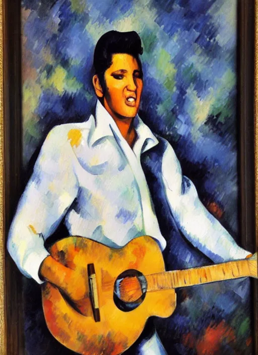 Image similar to oil painting of elvis presley by cezanne