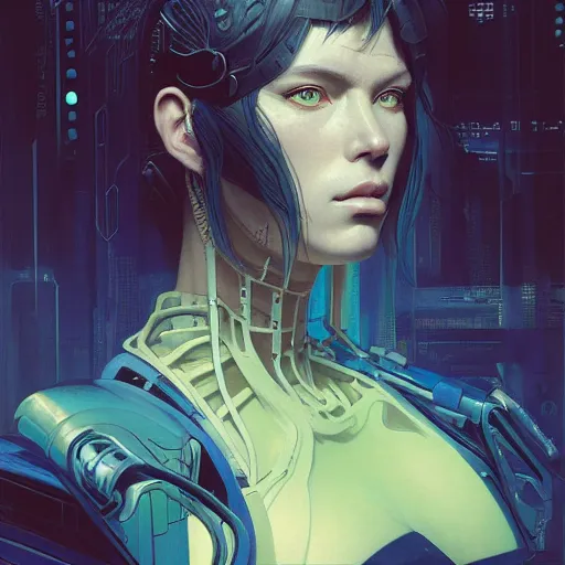 Image similar to ( h 0 c 0 k ) cyberpunk epic portrait by gaston bussierre and charles vess and james jean and erik jones and rhads, inspired by ghost in the shell, beautiful fine face features, intricate high details, sharp, ultradetailed